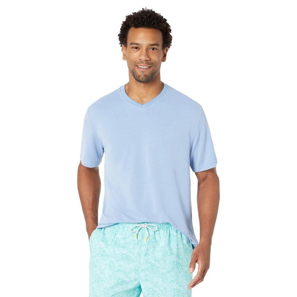 Tommy Bahama Coastal Crest V-Neck Shirt Men’s 2XL Big Sky Blue Tee